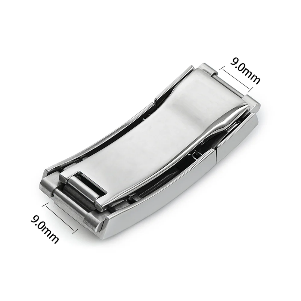 Adjustable Stainless Steel Watchband Buckle Solid Brushed Mid polised clasp - Image 10