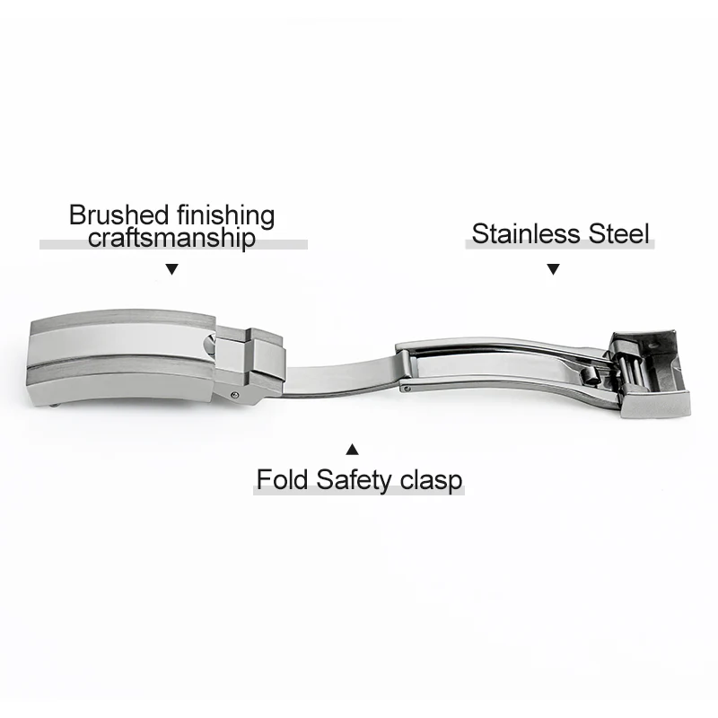 Adjustable Stainless Steel Watchband Buckle Solid Brushed Mid polised clasp - Image 7