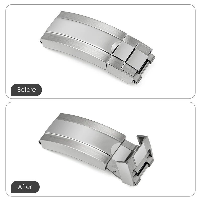 Adjustable Stainless Steel Watchband Buckle Solid Brushed Mid polised clasp - Image 9