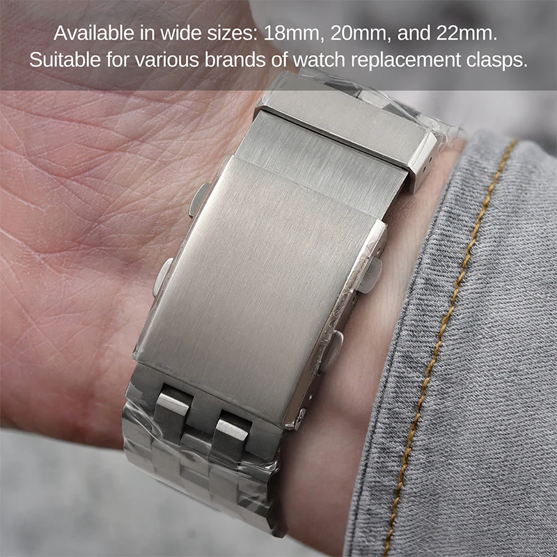 316L Stainless Steel 18mm 20mm 22mm Entendable Adjustable Folding Watch Buckle - Image 6