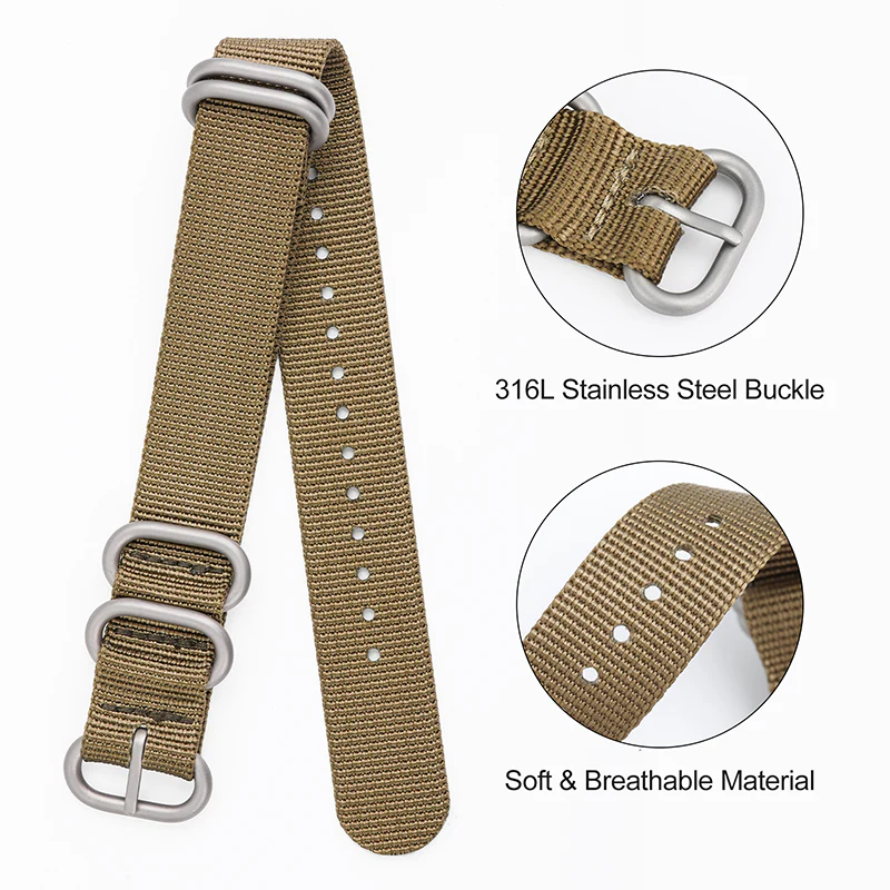 Thick Premium Woven Nylon Military Watch Zulu Strap - Image 11