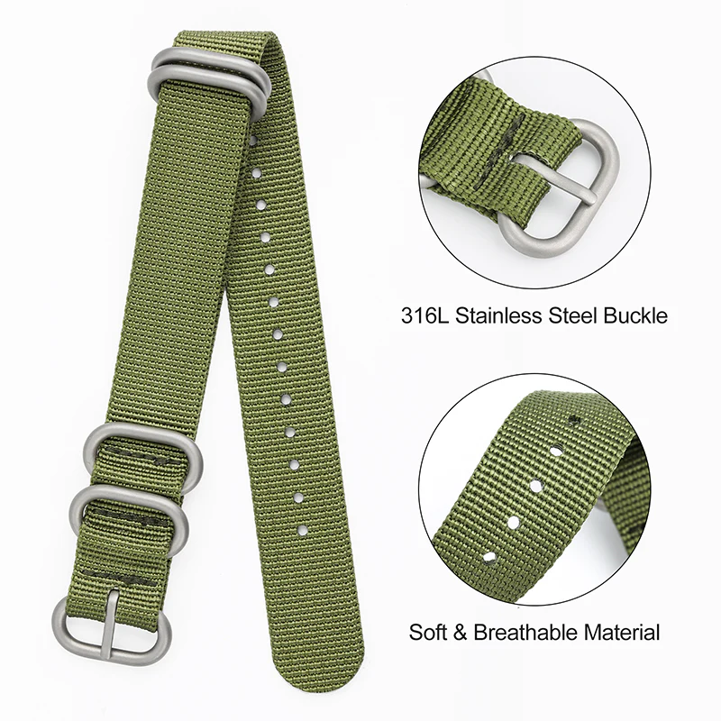Thick Premium Woven Nylon Military Watch Zulu Strap - Image 16