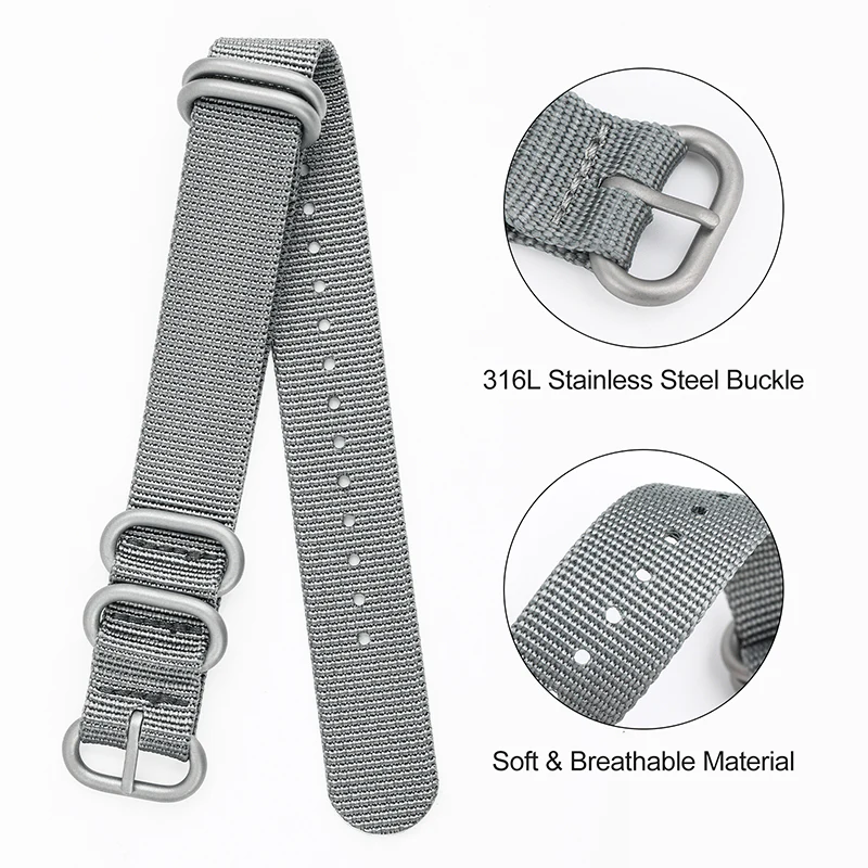 Thick Premium Woven Nylon Military Watch Zulu Strap - Image 7