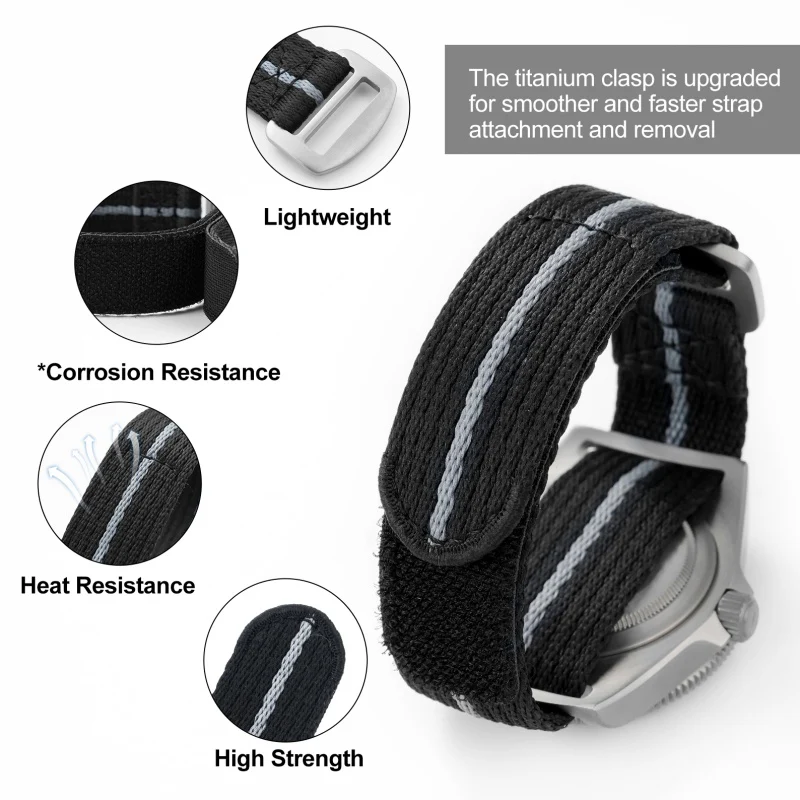 Titanium Buckle Soft Nylon Magic Strap 20mm/22mm - Image 6