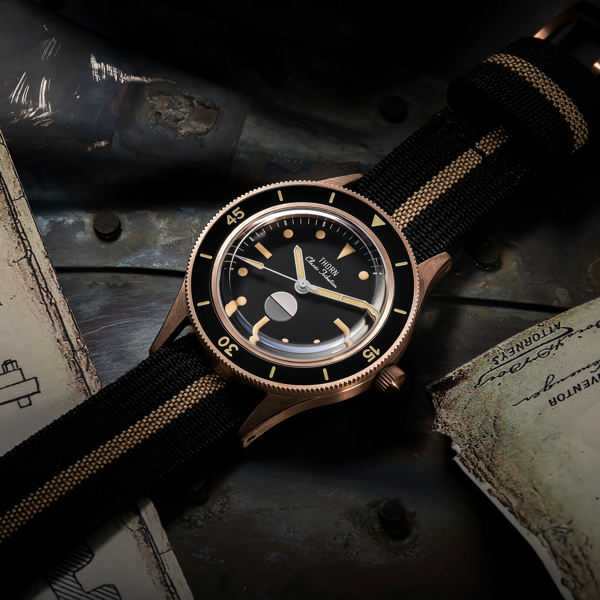 Thorn Vintage 50-Fathoms Bronze Dive Watch - Image 13