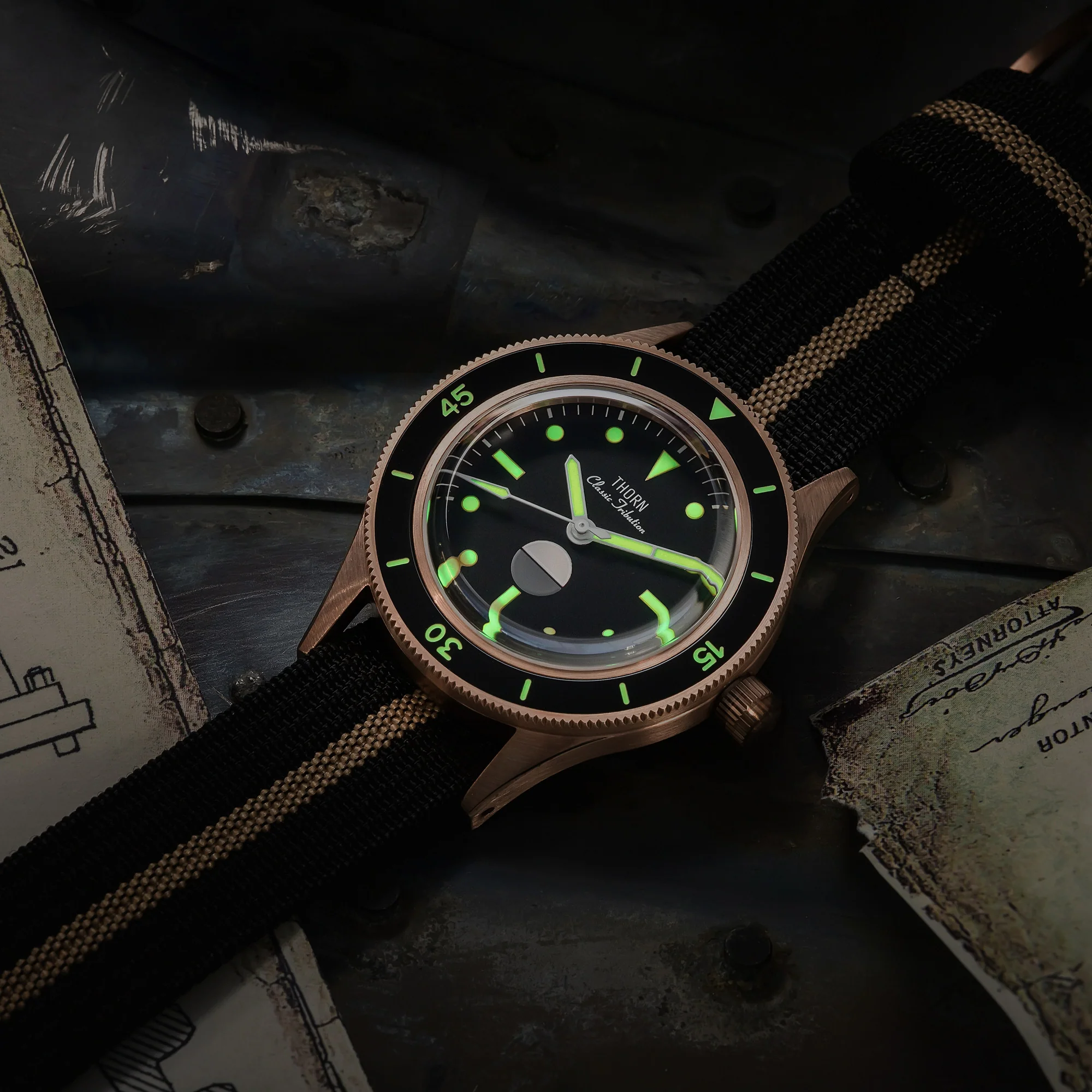 Thorn Vintage 50-Fathoms Bronze Dive Watch - Image 14