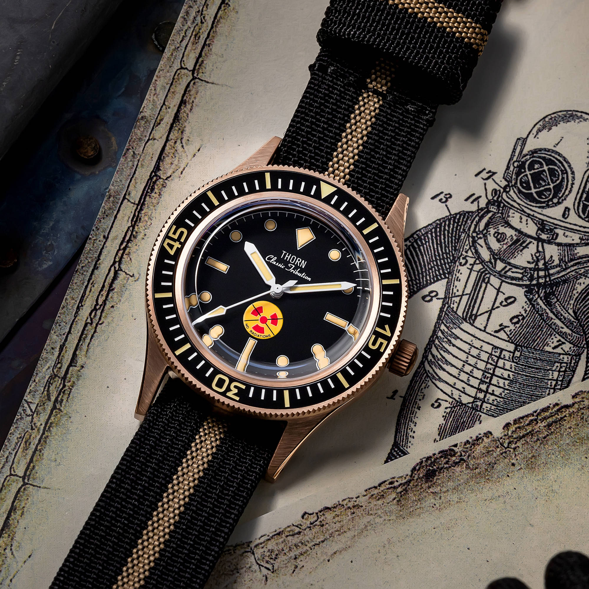 Thorn Vintage 50-Fathoms No-Rad Bronze Dive Watch - Image 11