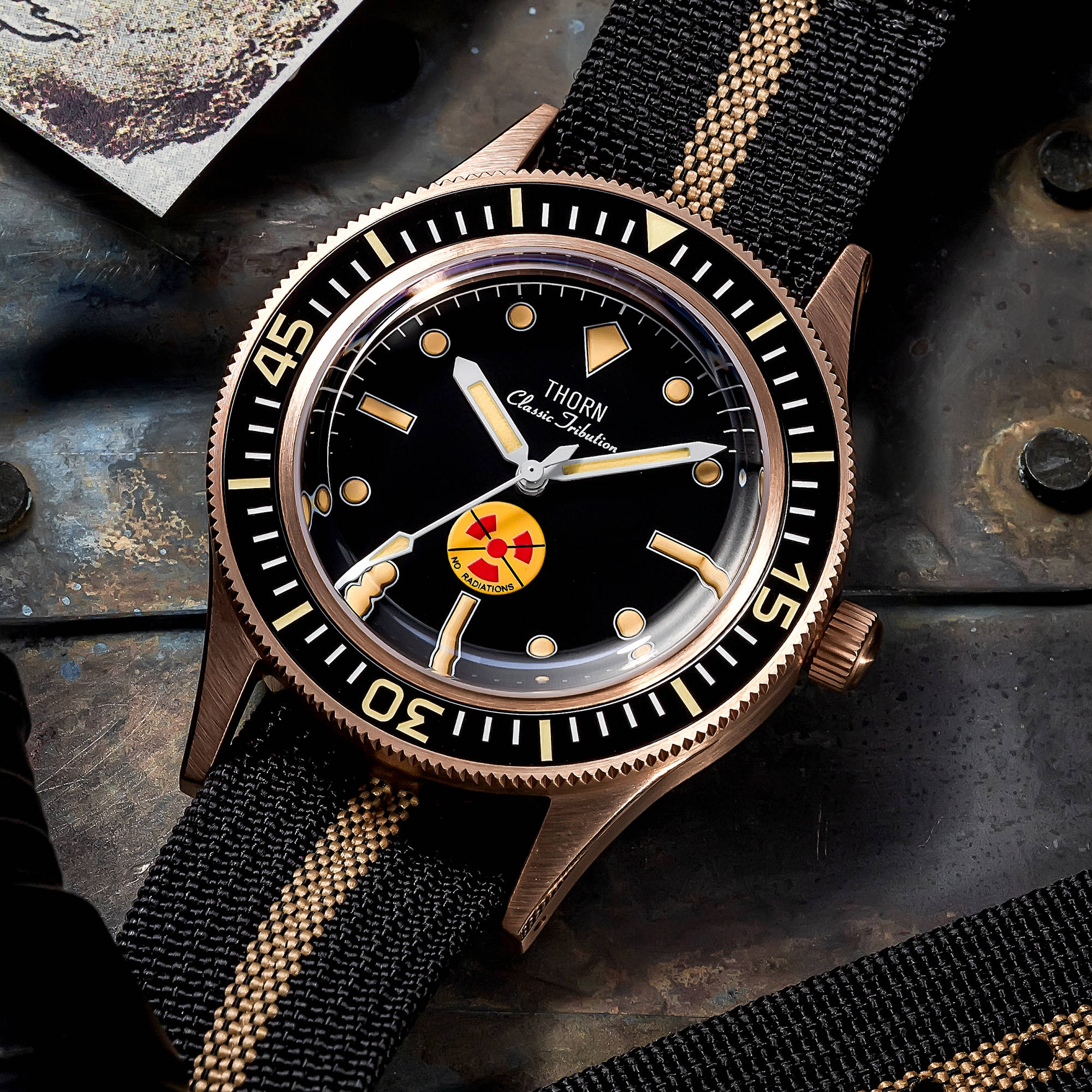 Thorn Vintage 50-Fathoms No-Rad Bronze Dive Watch - Image 6