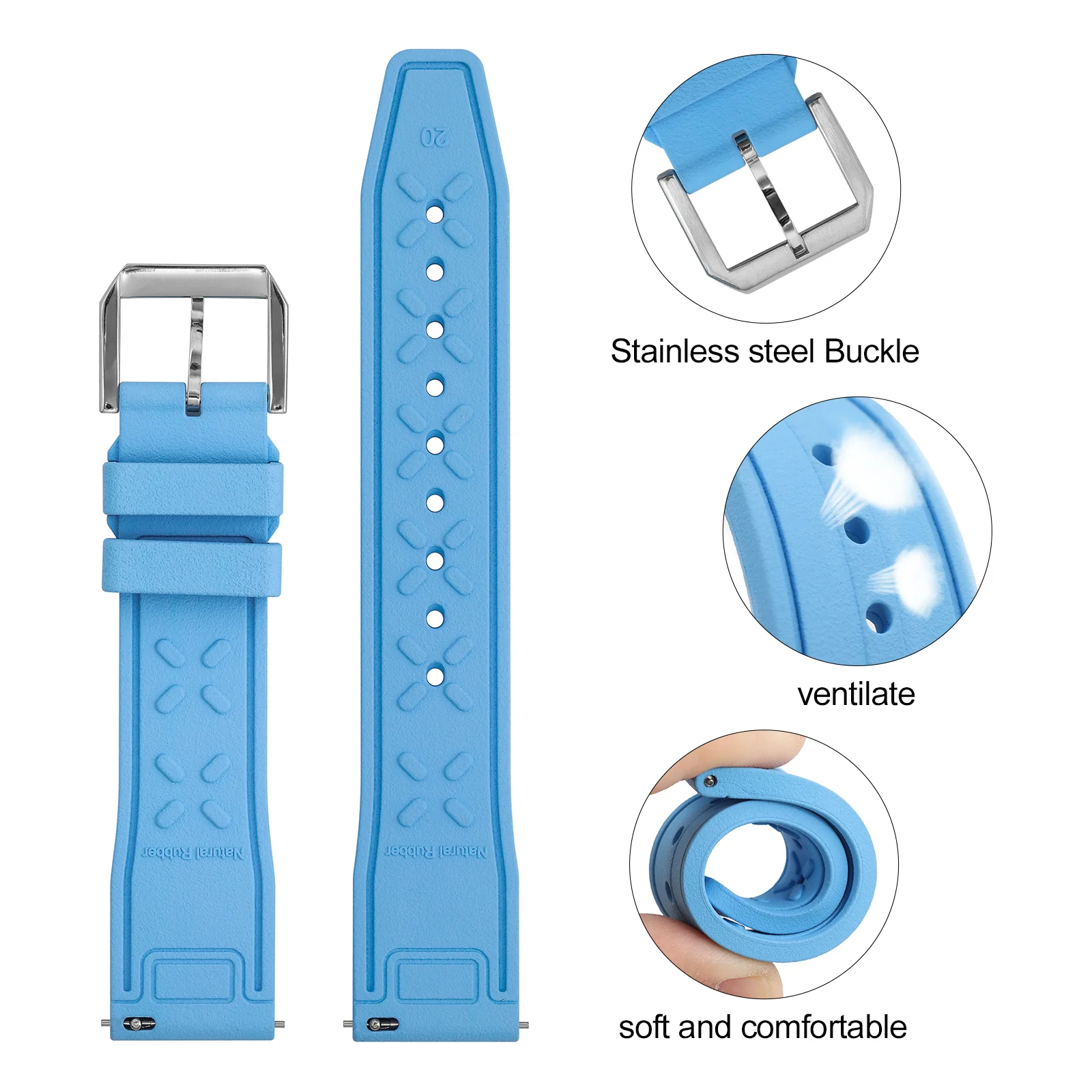 Tropical Soft fluororubber Pilot field Watch Strap - Image 13