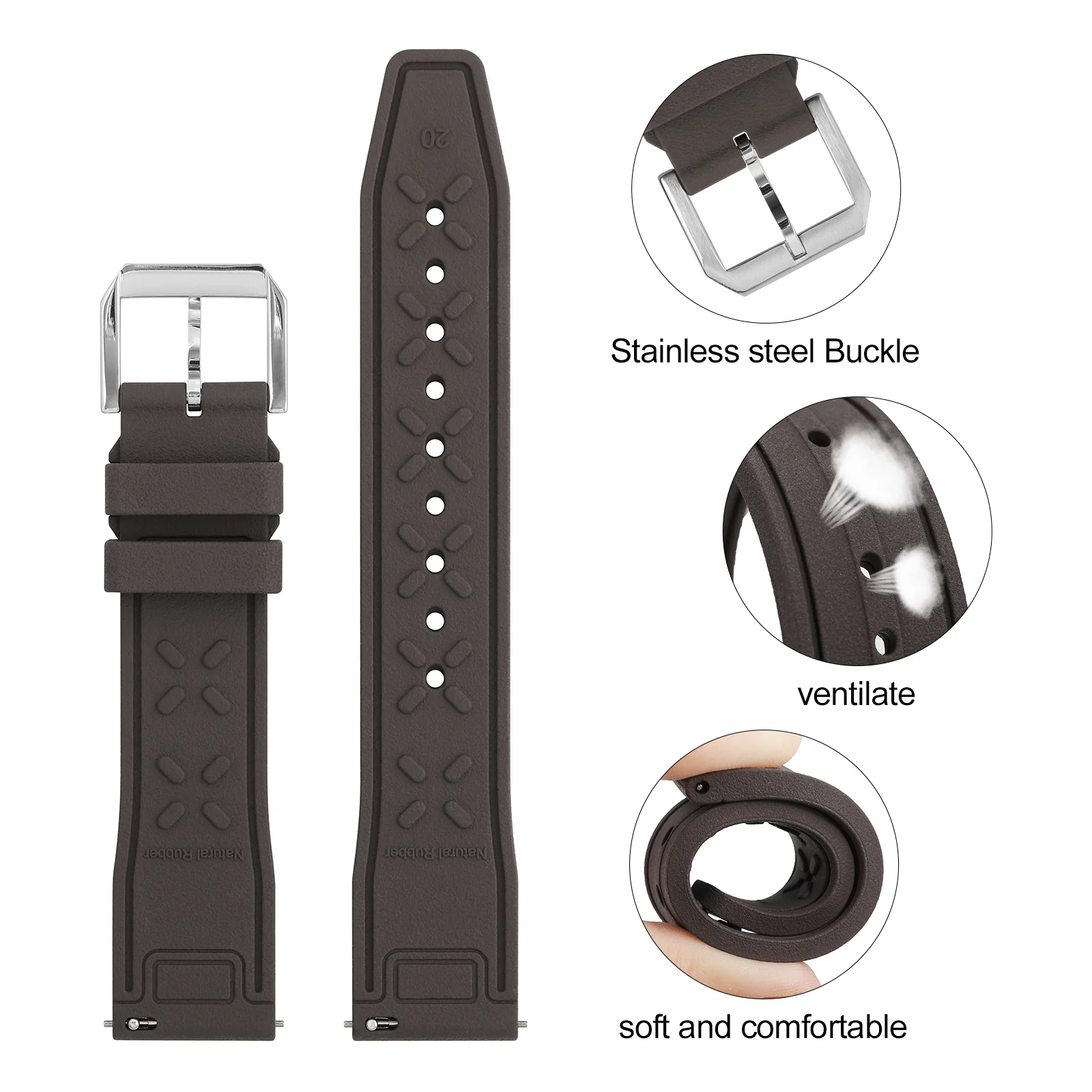 Tropical Soft fluororubber Pilot field Watch Strap - Image 16