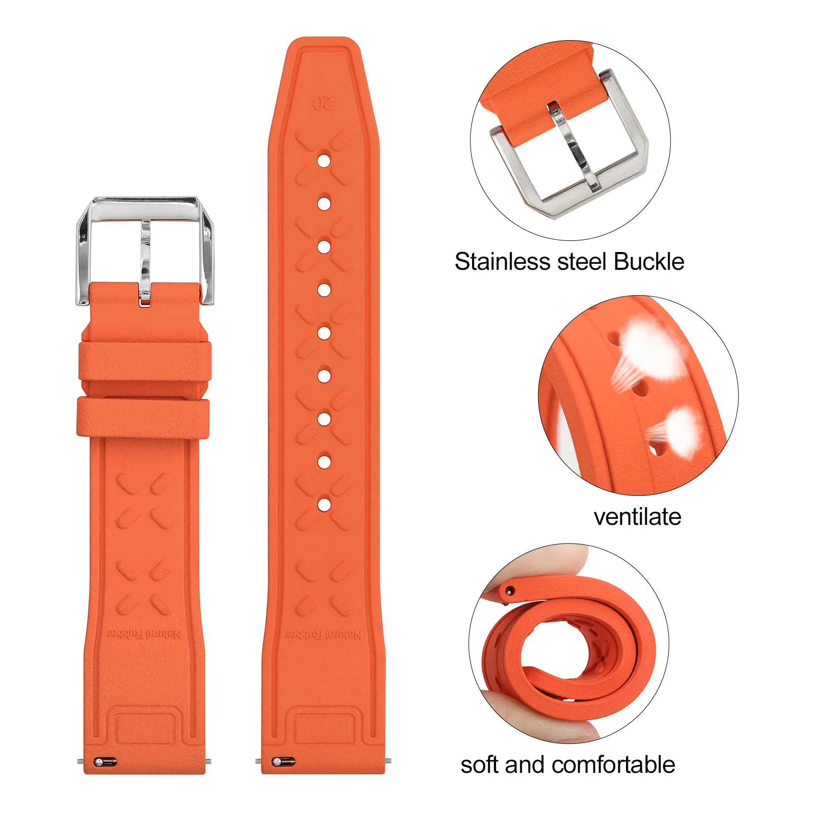 Tropical Soft fluororubber Pilot field Watch Strap - Image 4