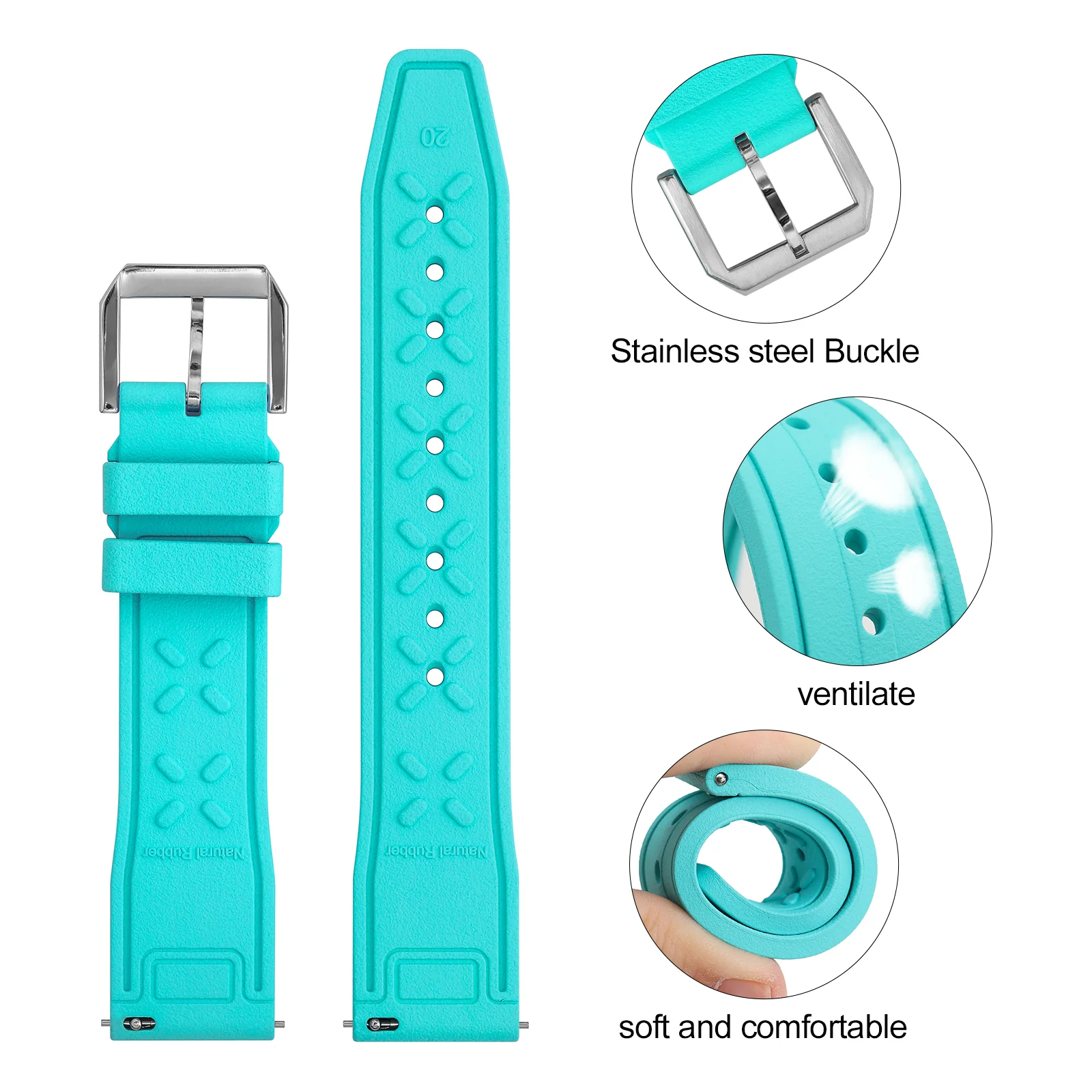 Tropical Soft fluororubber Pilot field Watch Strap - Image 7